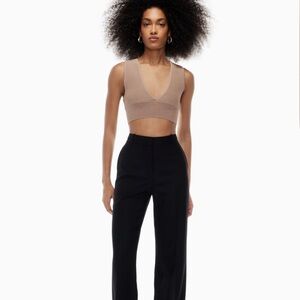 Aritzia Babaton Sculpt Knit Deep V Neck White Size Small